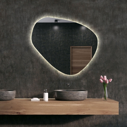 Īpašas formas spogulis ar LED apgaismojumu Stone MAZS (87x67cm)