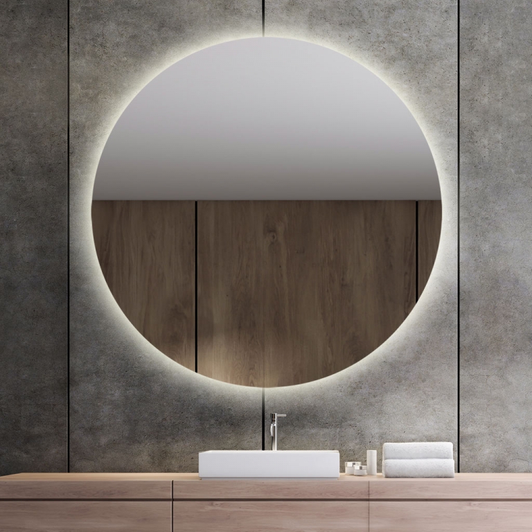 Apaļš spogulis ar LED apgaismojumu Brenda (D=130cm)