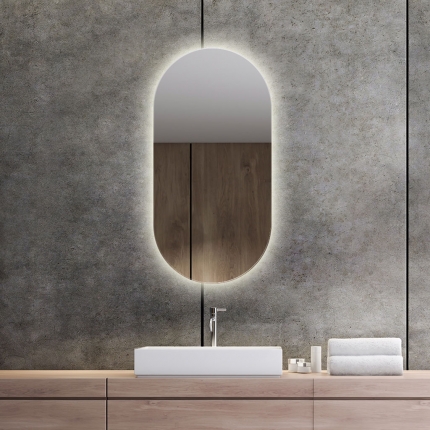Ovāls spogulis ar LED apgaismojumu Ellie (40x80cm)